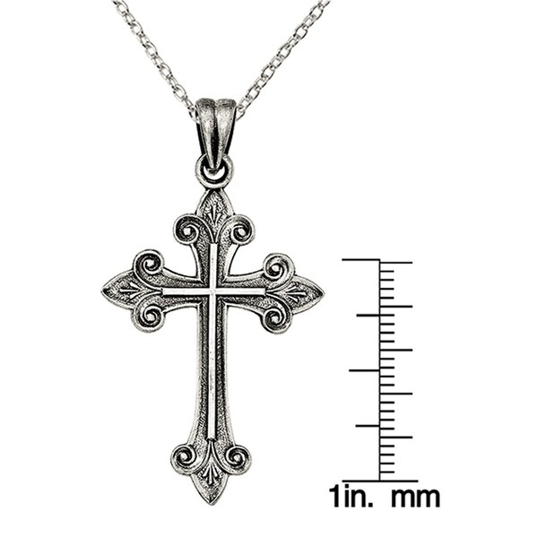 925 Sterling Silver Antiqued and Brushed Latin Cross Charm Pendant
