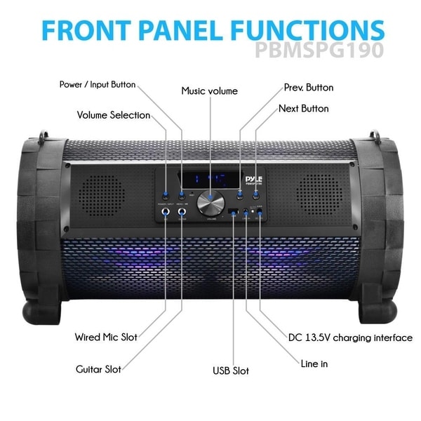 pyle portable bluetooth wireless boombox stereo system