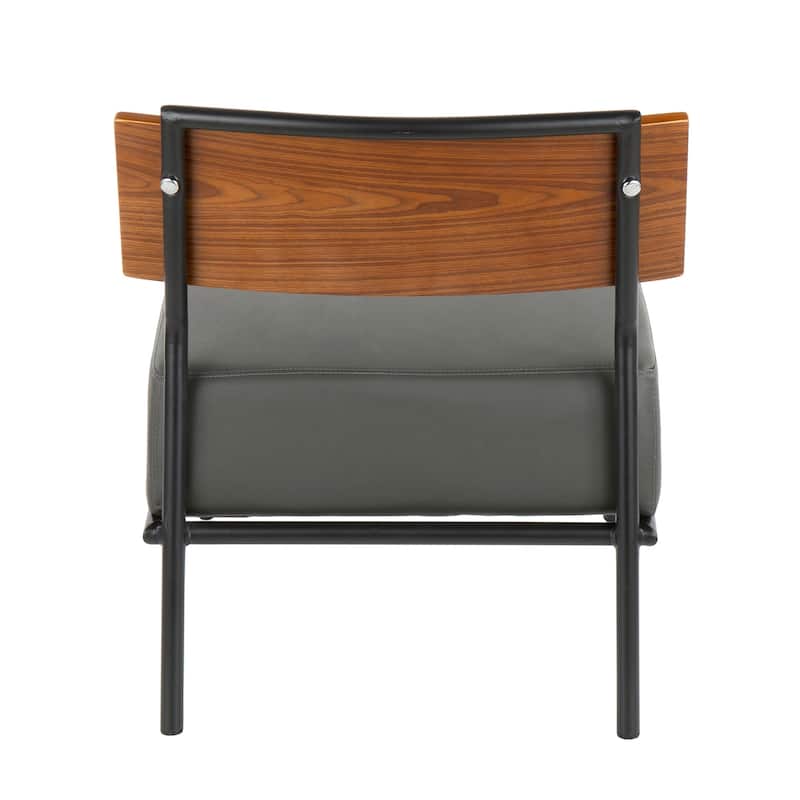 Copper Grove Ahrensburg Faux Leather and Walnut Wood Accent Chair - N/A