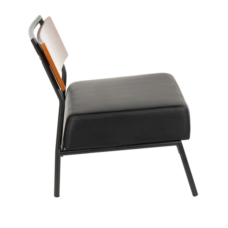 Copper Grove Ahrensburg Faux Leather and Walnut Wood Accent Chair - N/A