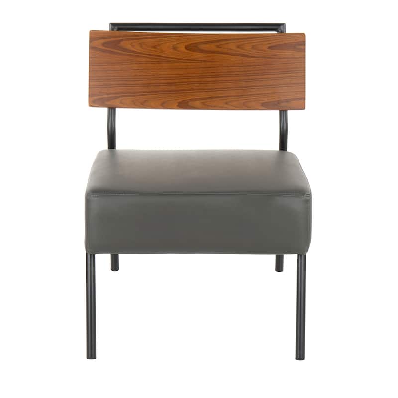 Copper Grove Ahrensburg Faux Leather and Walnut Wood Accent Chair - N/A - Grey