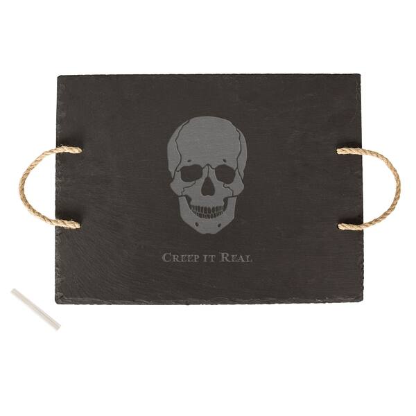 Halloween Creep It Real Skull Slate Serving Tray Overstock 22212103