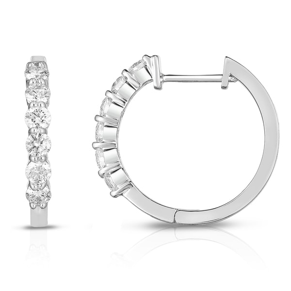 Noray Designs 14K White Gold Diamond (0.75 Ct, G-H Color, SI2-I1 Clarity) Huggie Hoop Earrings