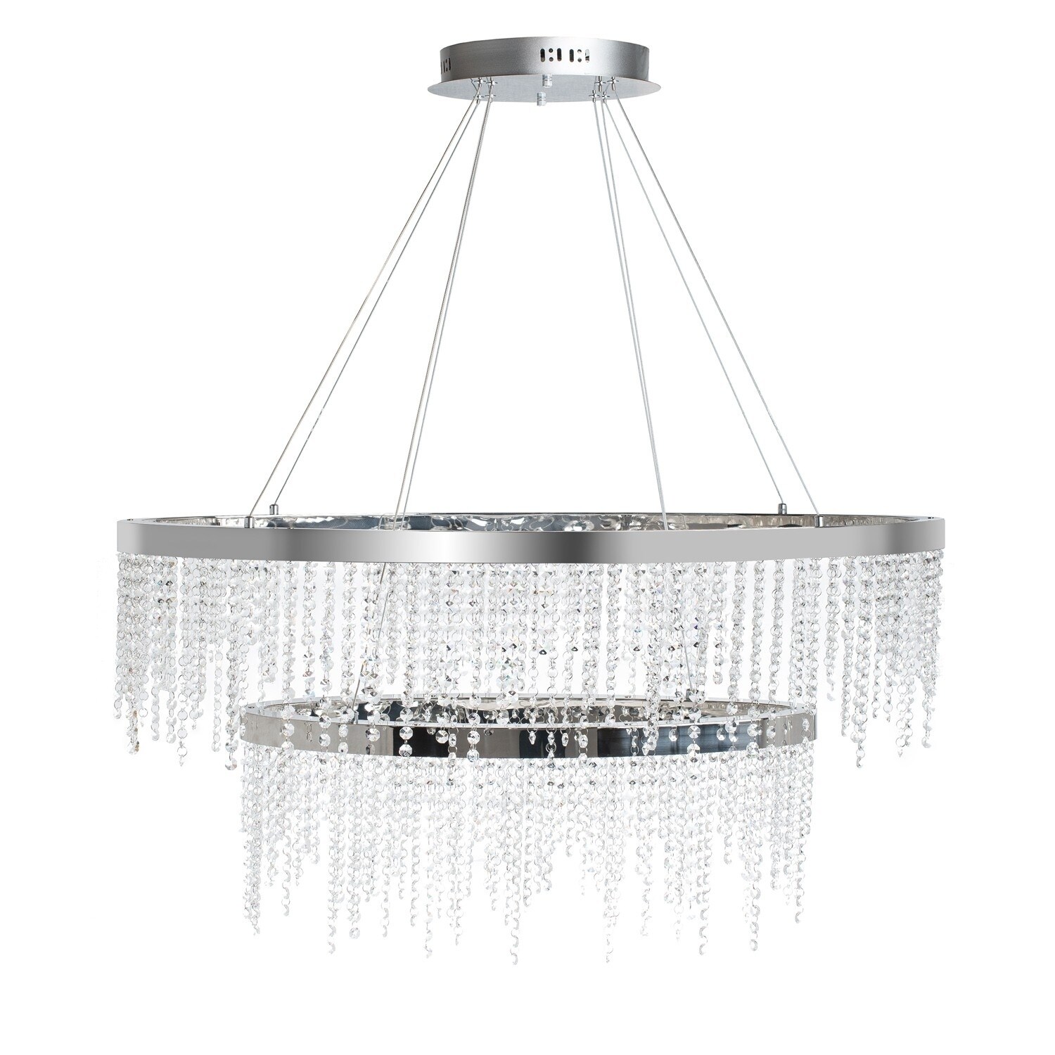 Crystal Roc- Doble Tier Oval Chandelier - Silver - Chandeliers For Bedrooms by Overstock.com