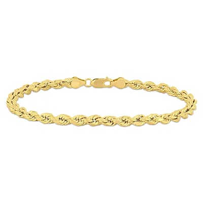 Miadora 10k Yellow Gold Men's 9 Inch Rope Chain Bracelet (5mm) - 9 in x 5 mm x 5 mm