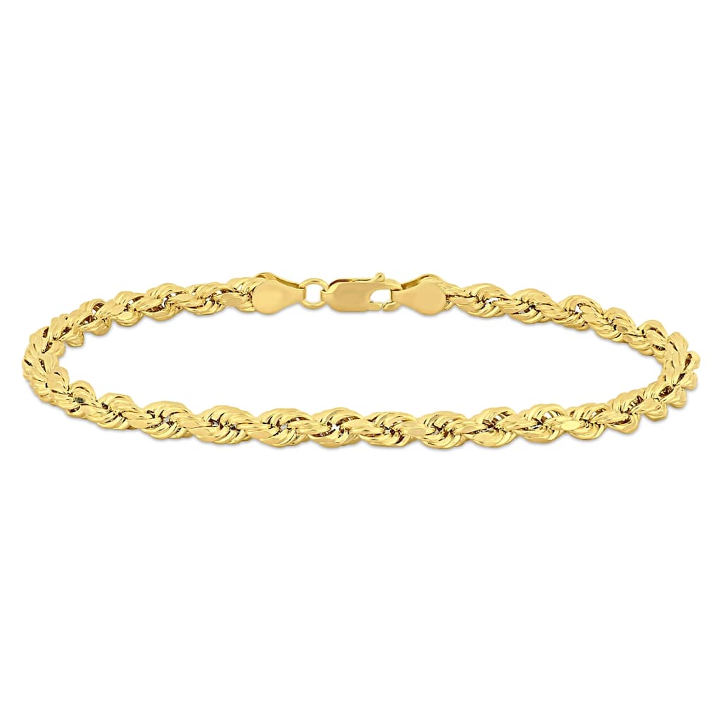 Miadora 14k Yellow Gold Men's 9 Inch Rope Chain Bracelet (5 mm)