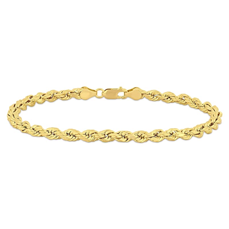 Miadora 14k Yellow Gold Men's 9 Inch Rope Chain Bracelet (5 mm)