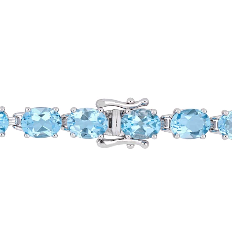 Miadora Sterling Silver 28 1/2ct TGW Sky-Blue Topaz Tennis Bracelet