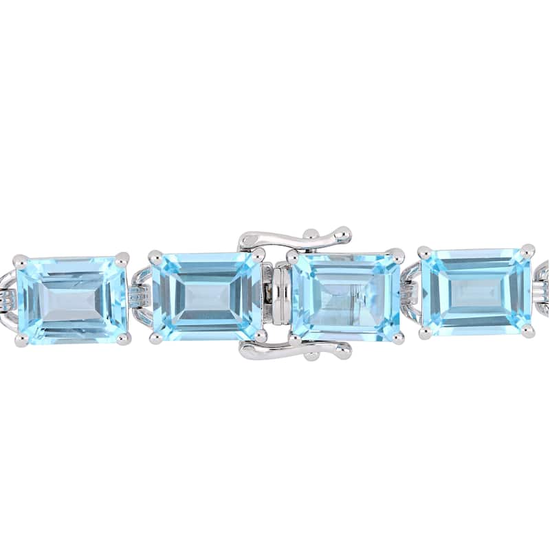 Miadora Sterling Silver 59 3/4ct TGW Sky-Blue Topaz Tennis Bracelet