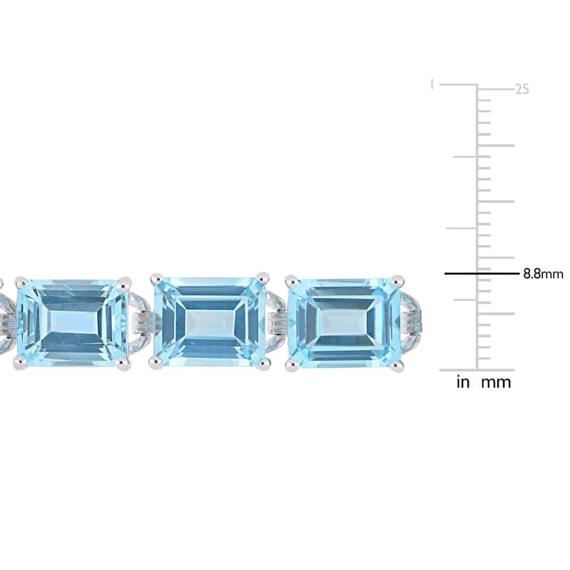 Miadora Sterling Silver 59 3/4ct TGW Sky-Blue Topaz Tennis Bracelet