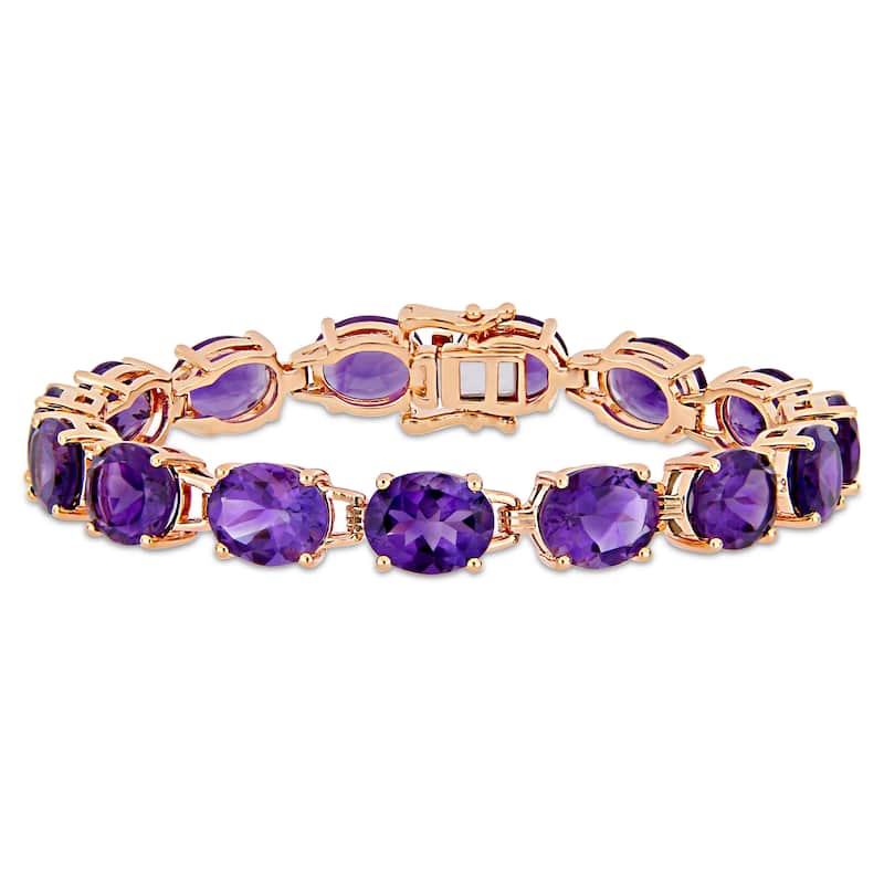Miadora Rose Plated Sterling Silver 36ct TGW African-Amethyst Bracelet