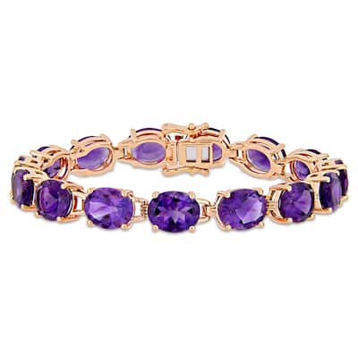 Miadora Rose Plated Sterling Silver 36ct TGW African-Amethyst Bracelet