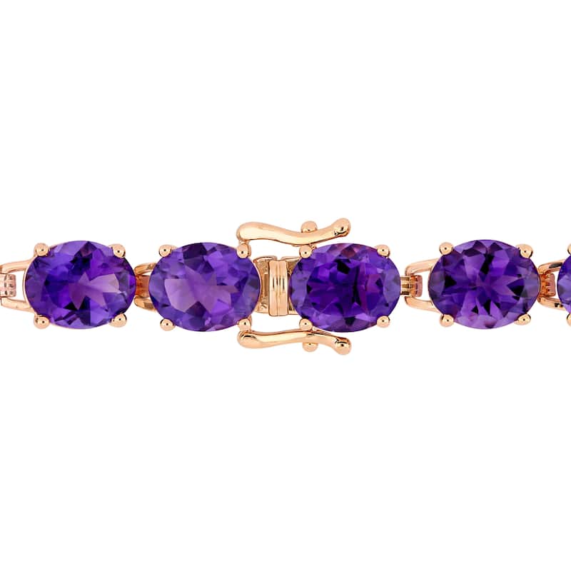 Miadora Rose Plated Sterling Silver 36ct TGW African-Amethyst Bracelet