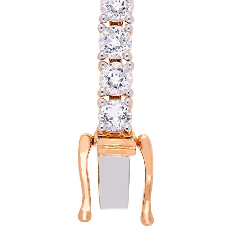 Miadora Rose Plated Sterling Silver African-Amethyst & White Topaz Bracelet