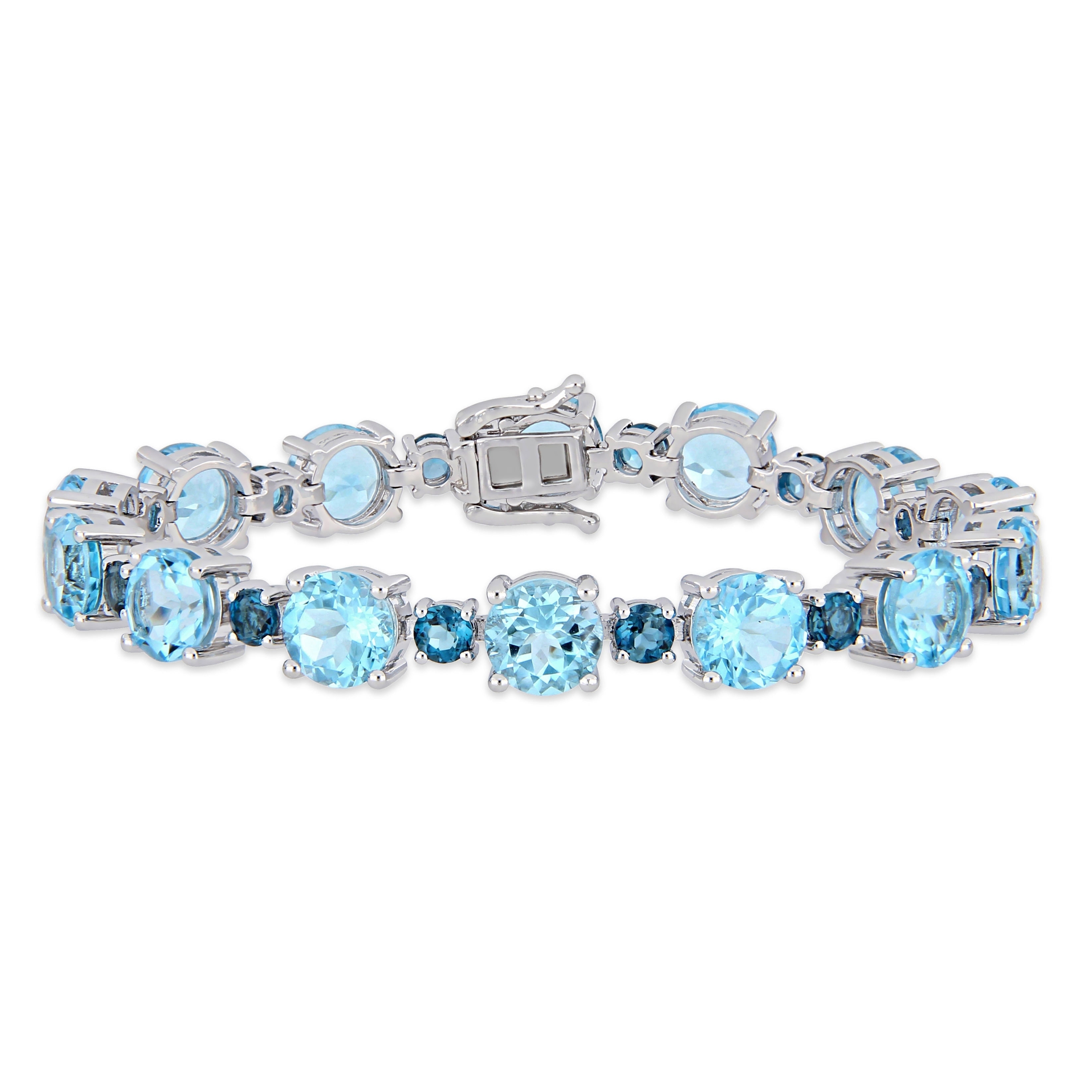 Miadora Sterling Silver 37 1/10ct TGW Sky & London-Blue Topaz Tennis Bracelet