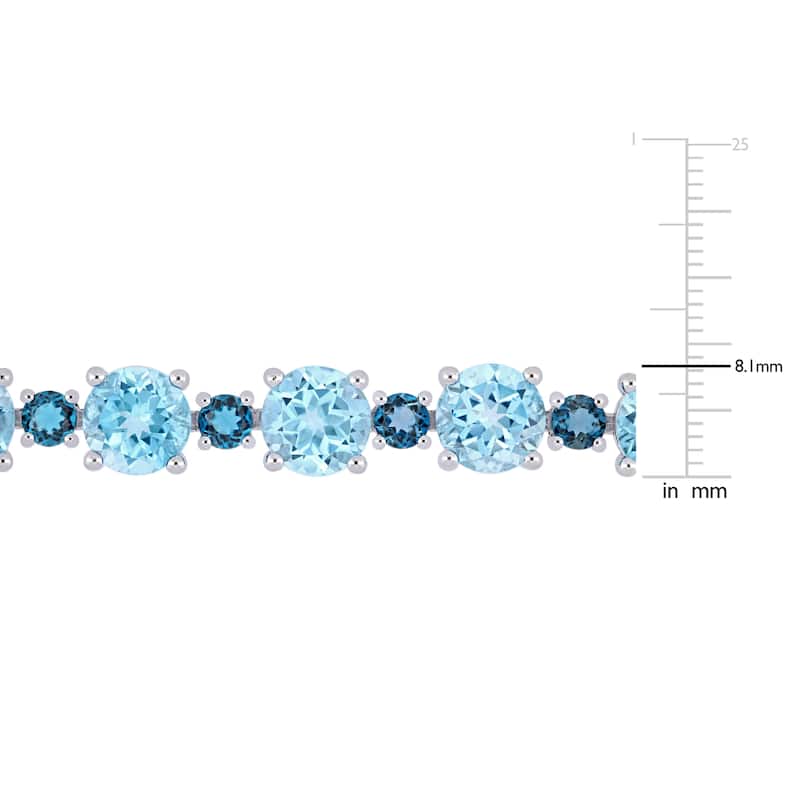 Miadora Sterling Silver 37 1/10ct TGW Sky & London-Blue Topaz Tennis Bracelet