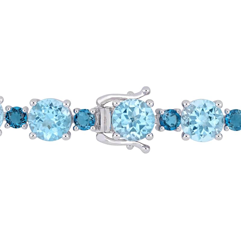 Miadora Sterling Silver 37 1/10ct TGW Sky & London-Blue Topaz Tennis Bracelet