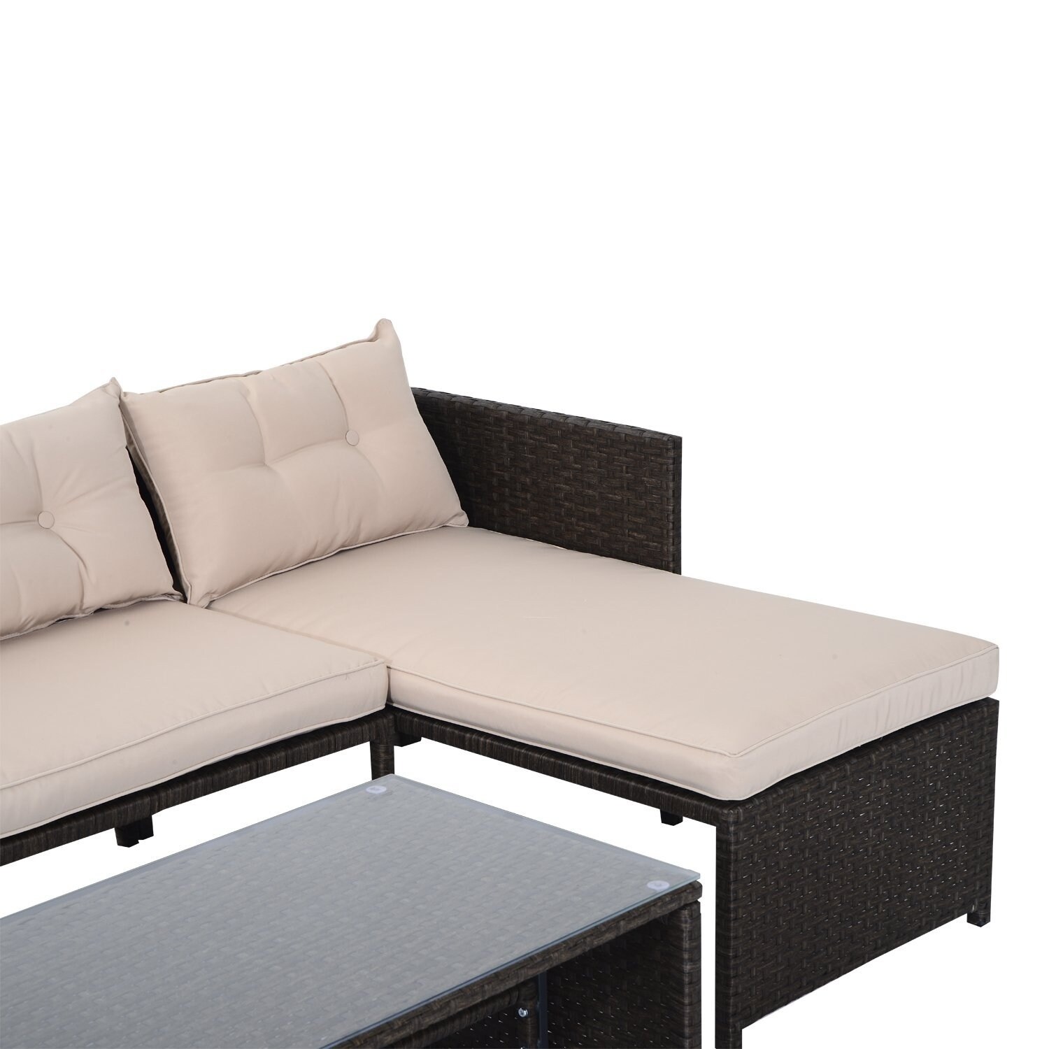 Outsunny 3 Piece Outdoor Rattan Wicker Patio Sofa And Chaise Lounge Set