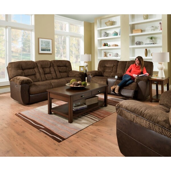 Shop Simmons Beautyrest Darcy Chocolate Power Reclining Console