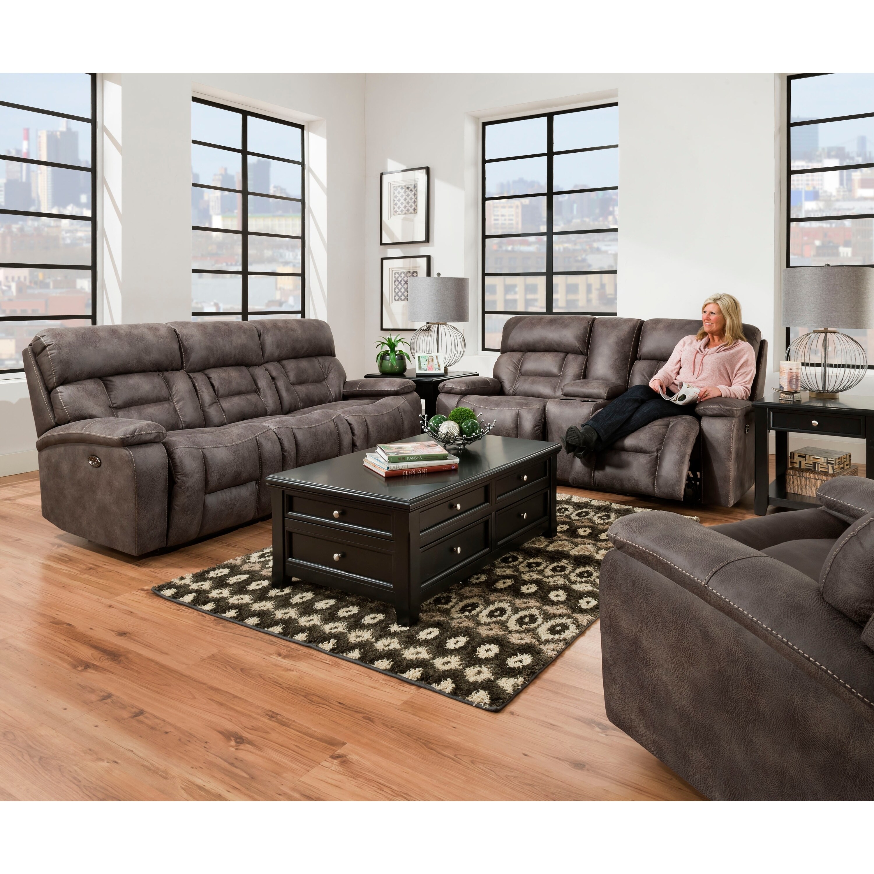 Simmons Beautyrest Dorado Charcoal Reclining Console Simmons Beautyrest Dorado Charcoal