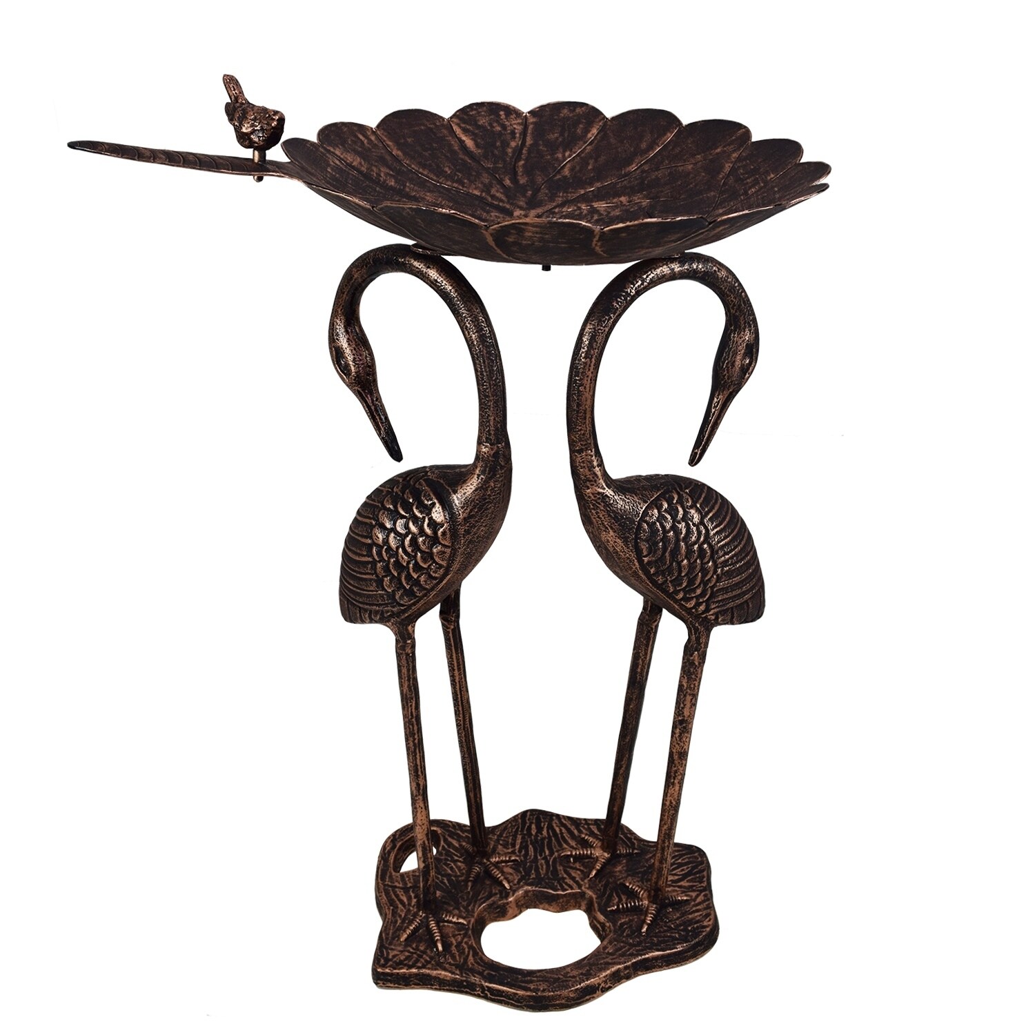 32/" Birdbath Sitting Pedestal Bird Bath Antique Gold Outdoor Garden Decor