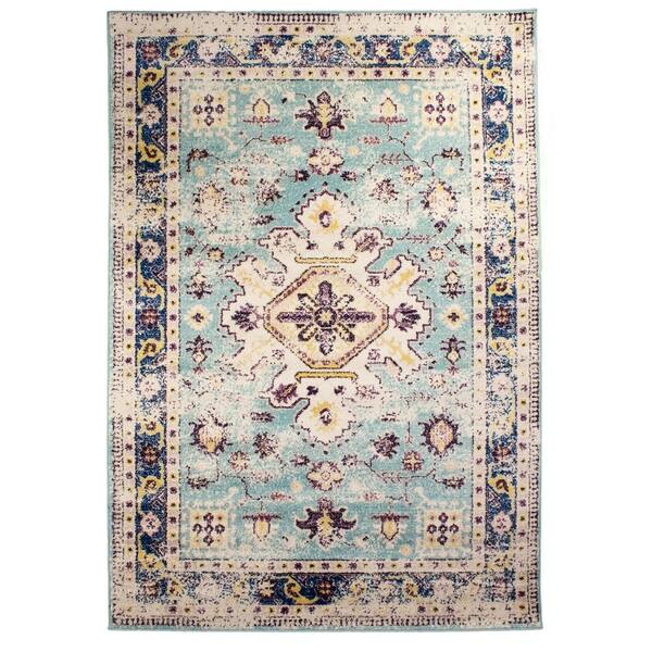 Shop The Curated Nomad Donovan Light Blue Vintage Distressed Area Rug 5 2 X 7 6 On Sale Overstock 22239191