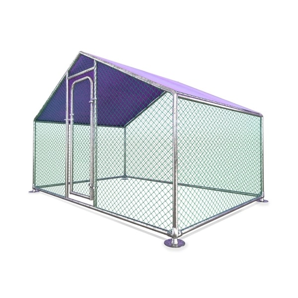 Shop Aleko Metal Diy Walk In Chicken Coop Run With Purple Cover 65