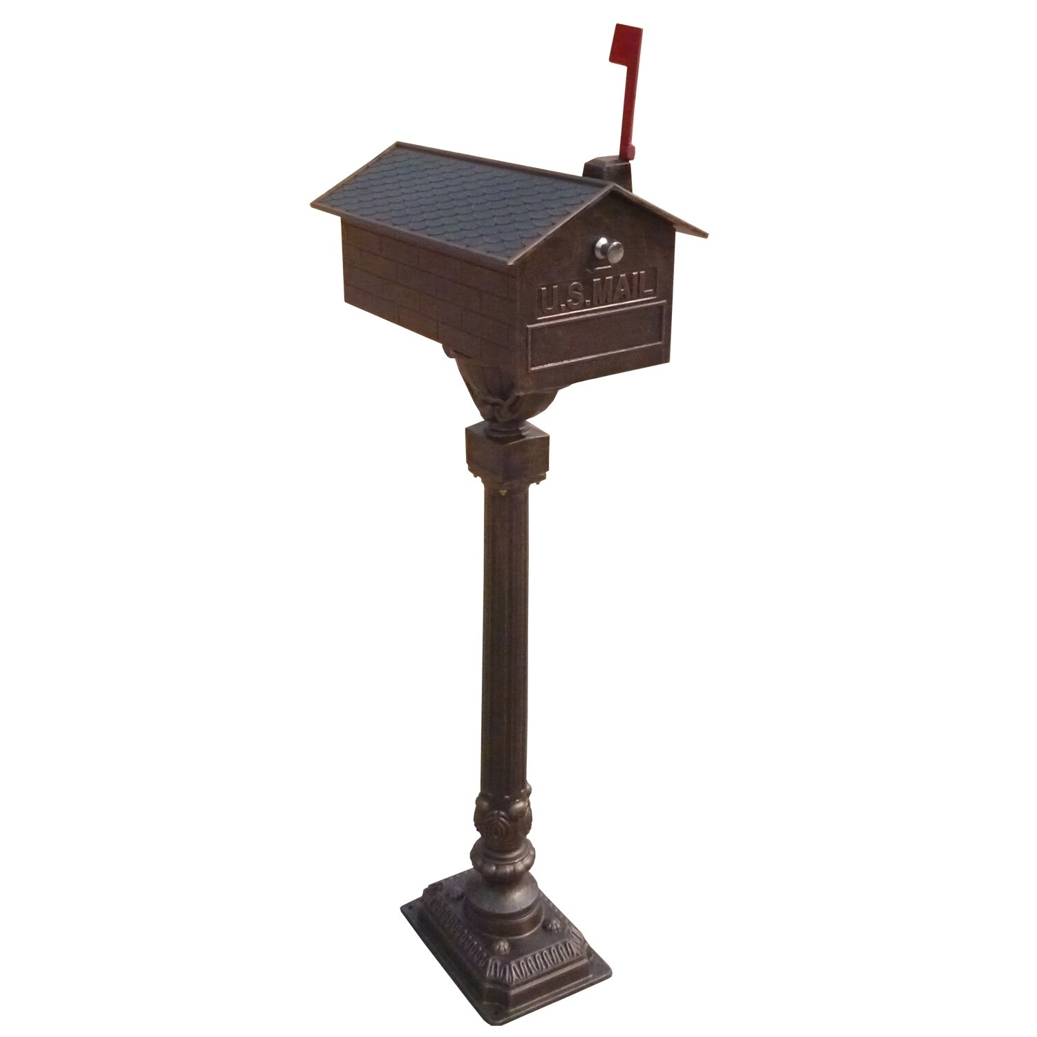 Solid Heavy Cast Aluminum Mailbox with Flag, Number Plate ...