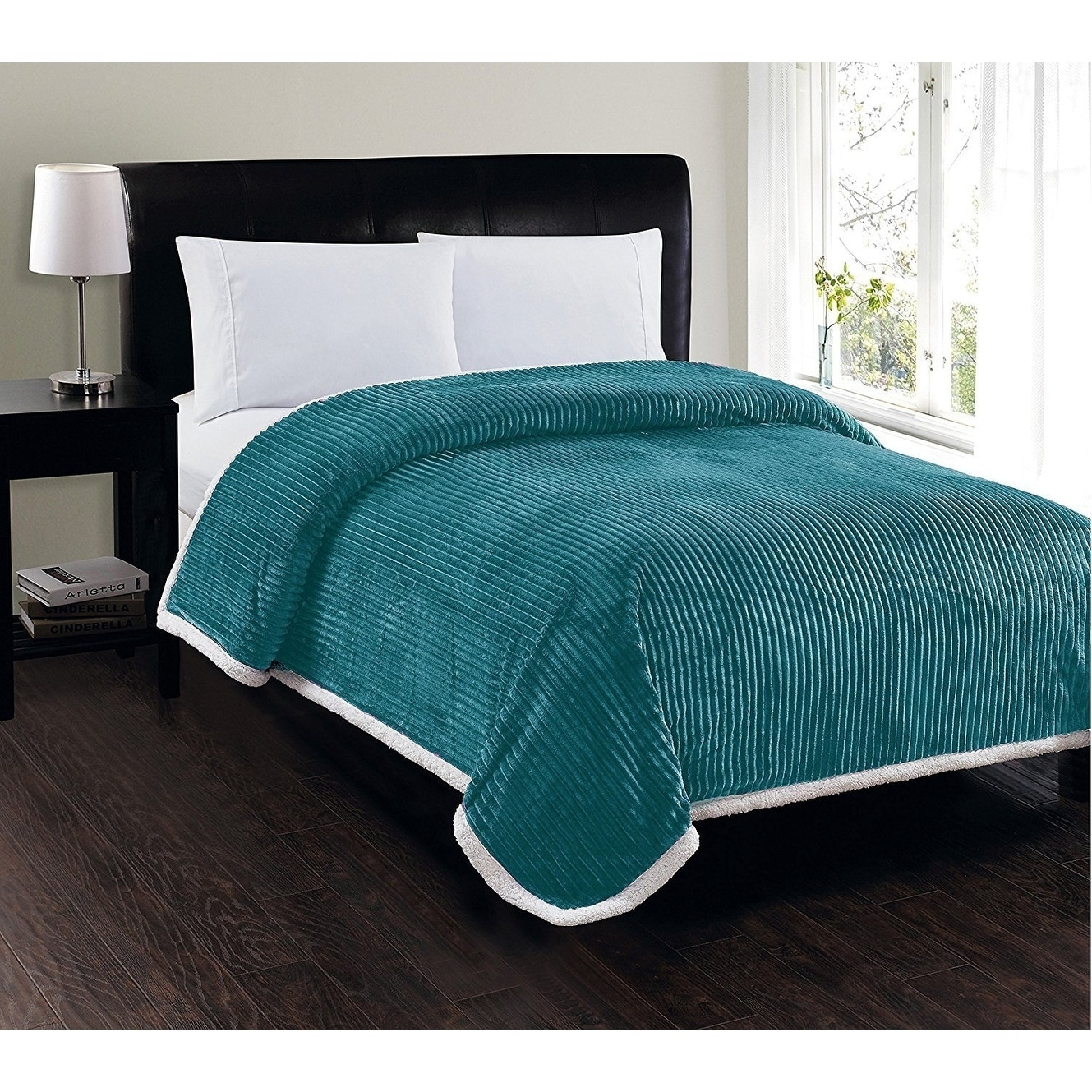 Elegant Comfort Super Soft Heavy Weight Stripe Micro-Sherpa Blanket