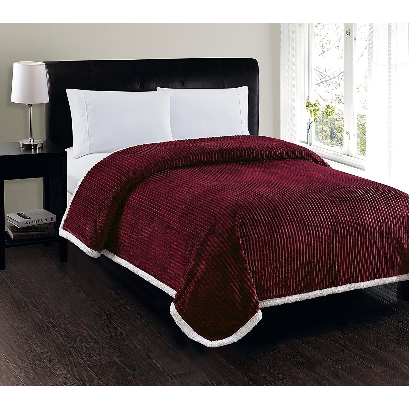 Elegant Comfort Super Soft Heavy Weight Stripe Micro-Sherpa Blanket