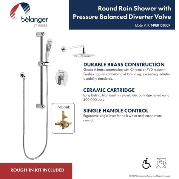 Shop Kit Pur130ccp Oval Rain Shower Faucet With Pressure Balanced