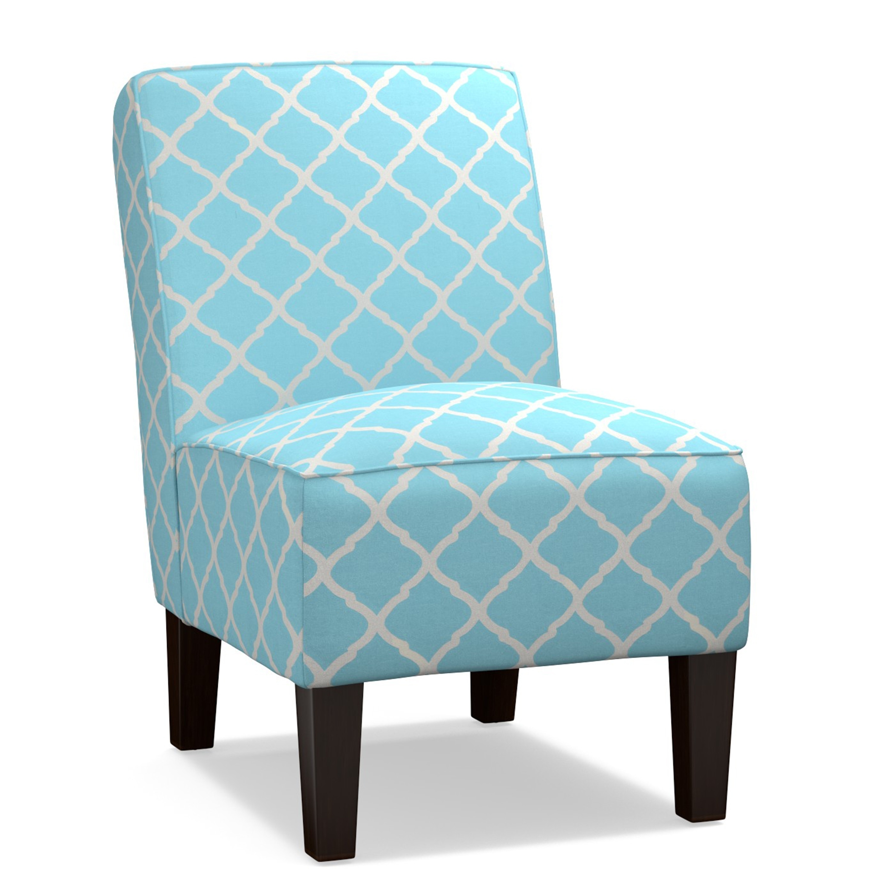 Shop Copper Grove Couvin Armless Chair In Turquoise Blue Trellis