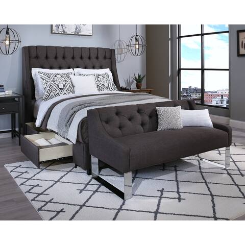 Republic Design House Steel-Core Cambridge Storage Bed with Tufted Sofa Bench