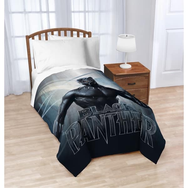 slide 1 of 2, Marvel Black Panther Blue Tribe Twin Blanket