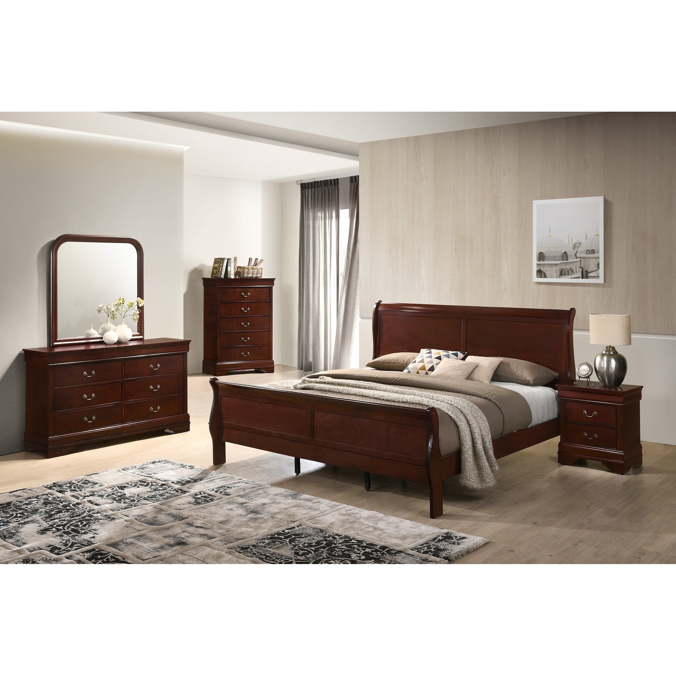 Shop Isola Louis Philippe Style Sleigh Bedroom Set Bed Dresser