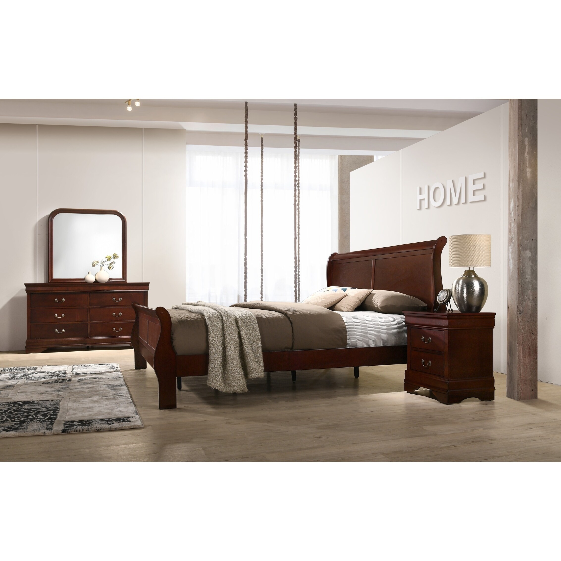 Shop Isola Louis Philippe Style Sleigh Bedroom Set Bed Dresser