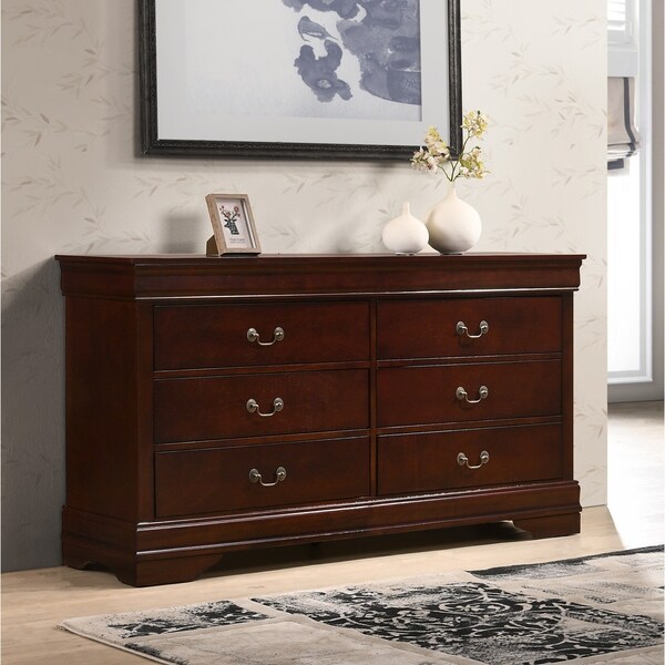 Shop Isola Louis Philippe Style Fully Assembled Wood Dresser, Cherry Finish - On Sale - Free ...