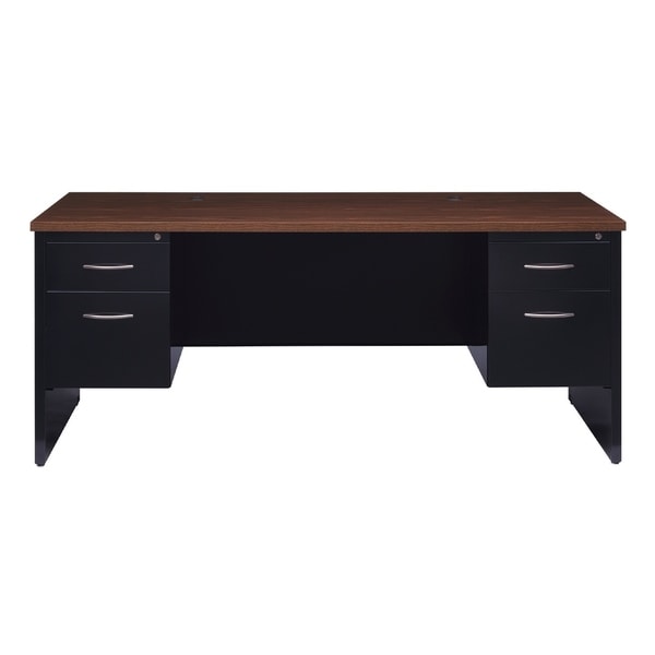 Executive Modular 36 X 72 Double Pedestal Office Desk Black Walnut