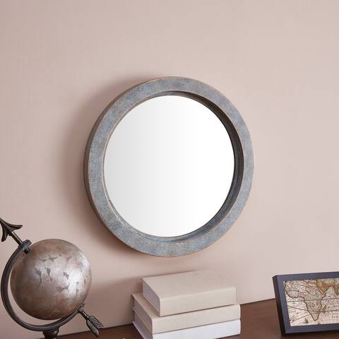 Danya B. Round 20-Inch Wall Mirror with Antiqued Copper Metal Frame - Green - A