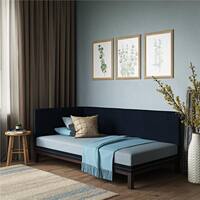 DHP Mid-Century Upholstered Daybed in Blue Linen