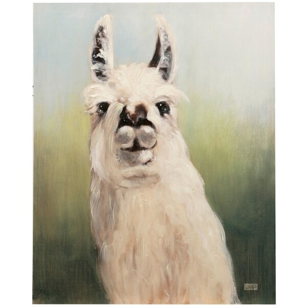 Handpainted Llama Headshot Canvas Print Wall Art | Overstock.com ...