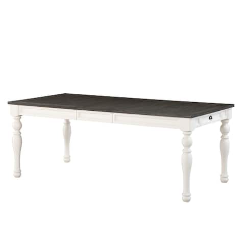 Jillian Farmhouse Two-Tone 80-Inch Dining Table by Greyson Living - Two Tone Soft White and Dark Oak
