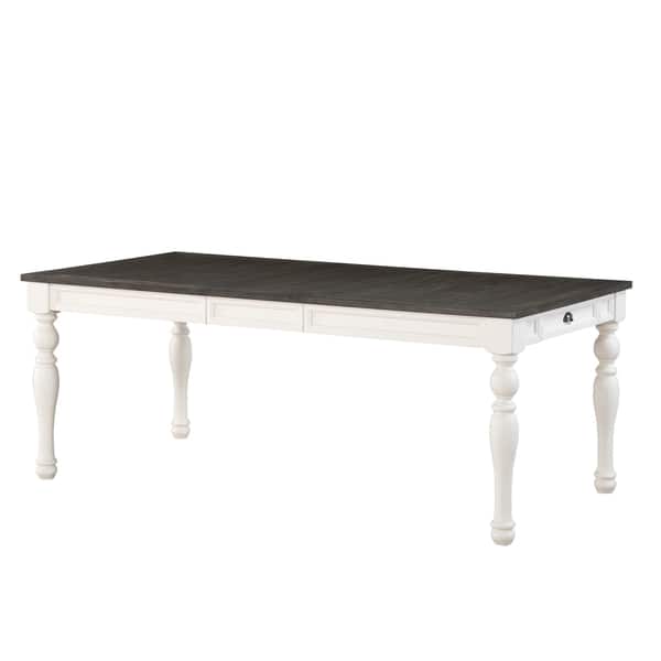 slide 2 of 6, Jillian Farmhouse Two-Tone 80-Inch Dining Table by Greyson Living - Two Tone Soft White and Dark Oak