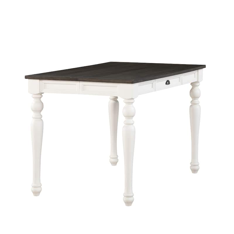 Steve Silver Jillian Farmhouse Two-Tone Counter Table - Two tone soft white and dark Oak