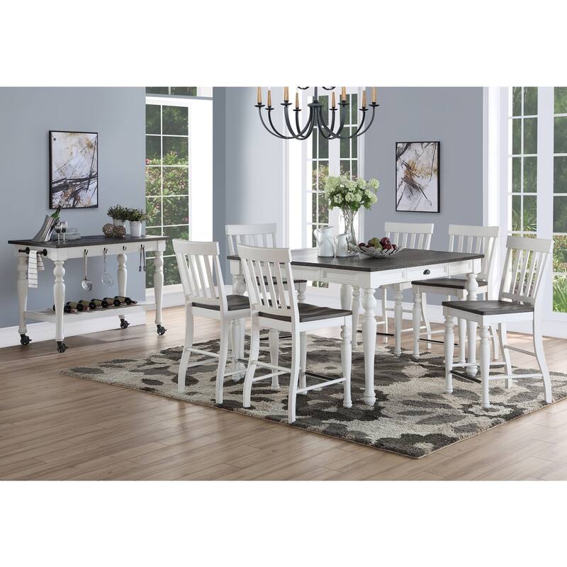 Steve Silver Jillian Farmhouse Two-Tone Counter Table - Two tone soft white and dark Oak