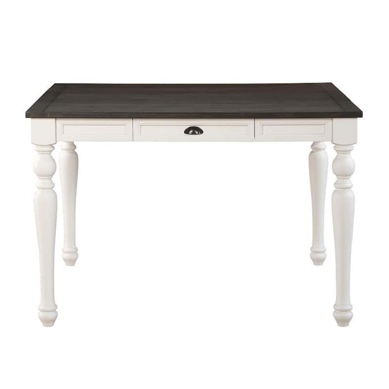 Steve Silver Jillian Farmhouse Two-Tone Counter Table - Two tone soft white and dark Oak