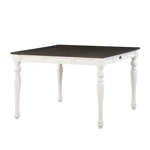 Jillian Farmhouse Two-Tone Counter Table by Greyson Living - Two tone soft white and dark Oak