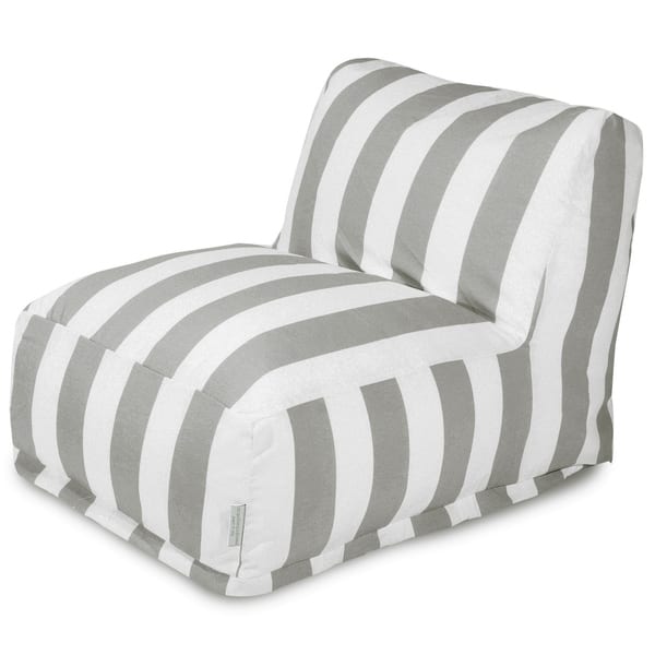 slide 2 of 8, Majestic Home Goods Indoor Outdoor Vertical Stripe Bean Bag Chair Lounger 36 in L x 27 in W x 24 in H Gray/Off White