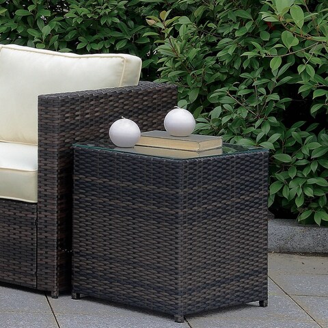 Furniture of America Fene Contemporary Brown 18-inch Outdoor End Table