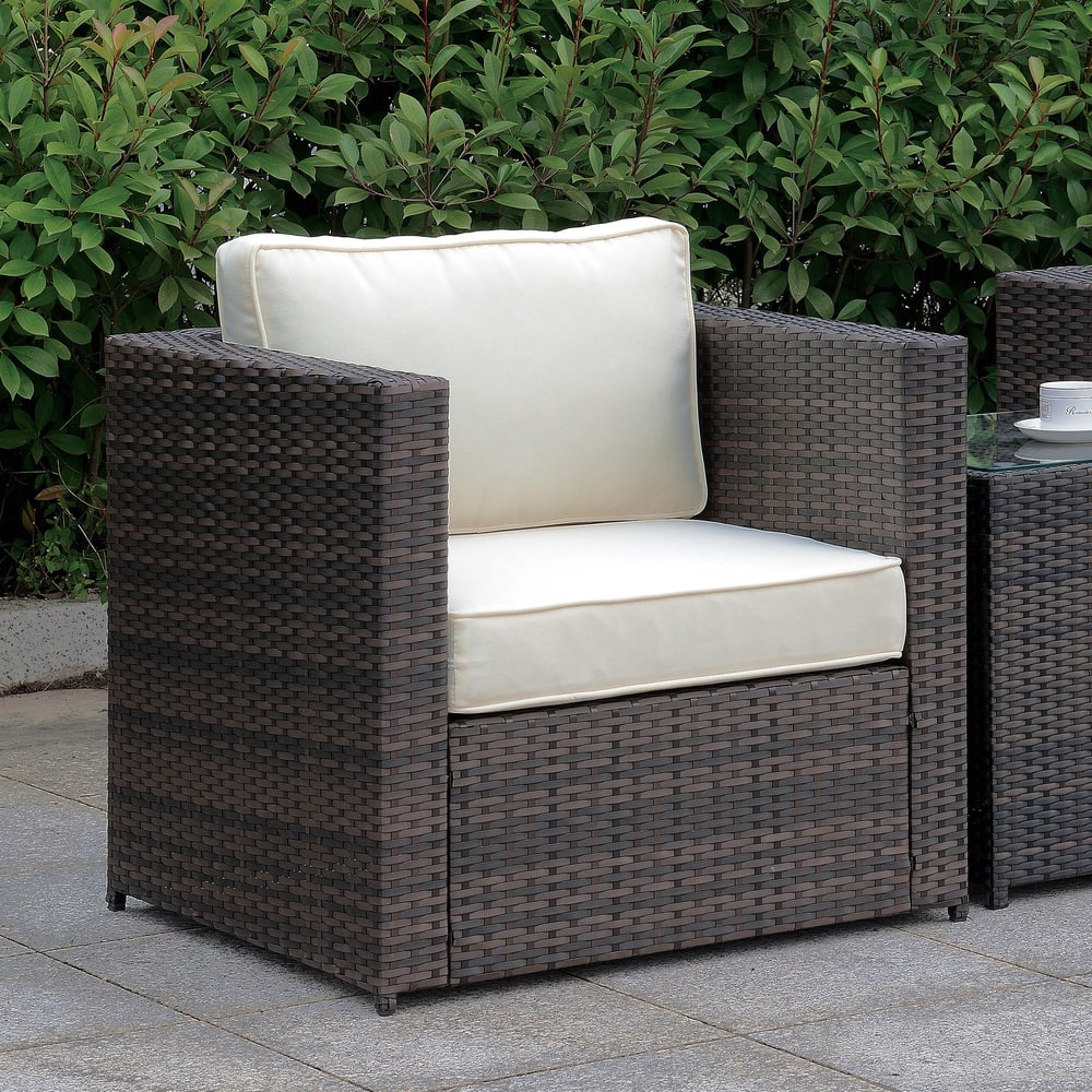Fene Contemporary Brown Wicker Outdoor Armchair by Furniture of America